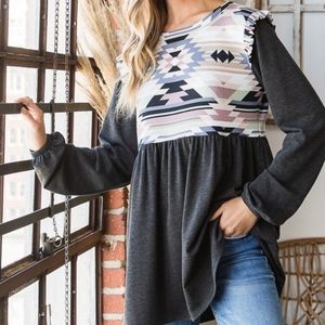 Heimish long sleeve geometric top